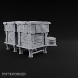 Bees Clocked Out, Flour Clocked In Wooden Beehives with Feed Sack