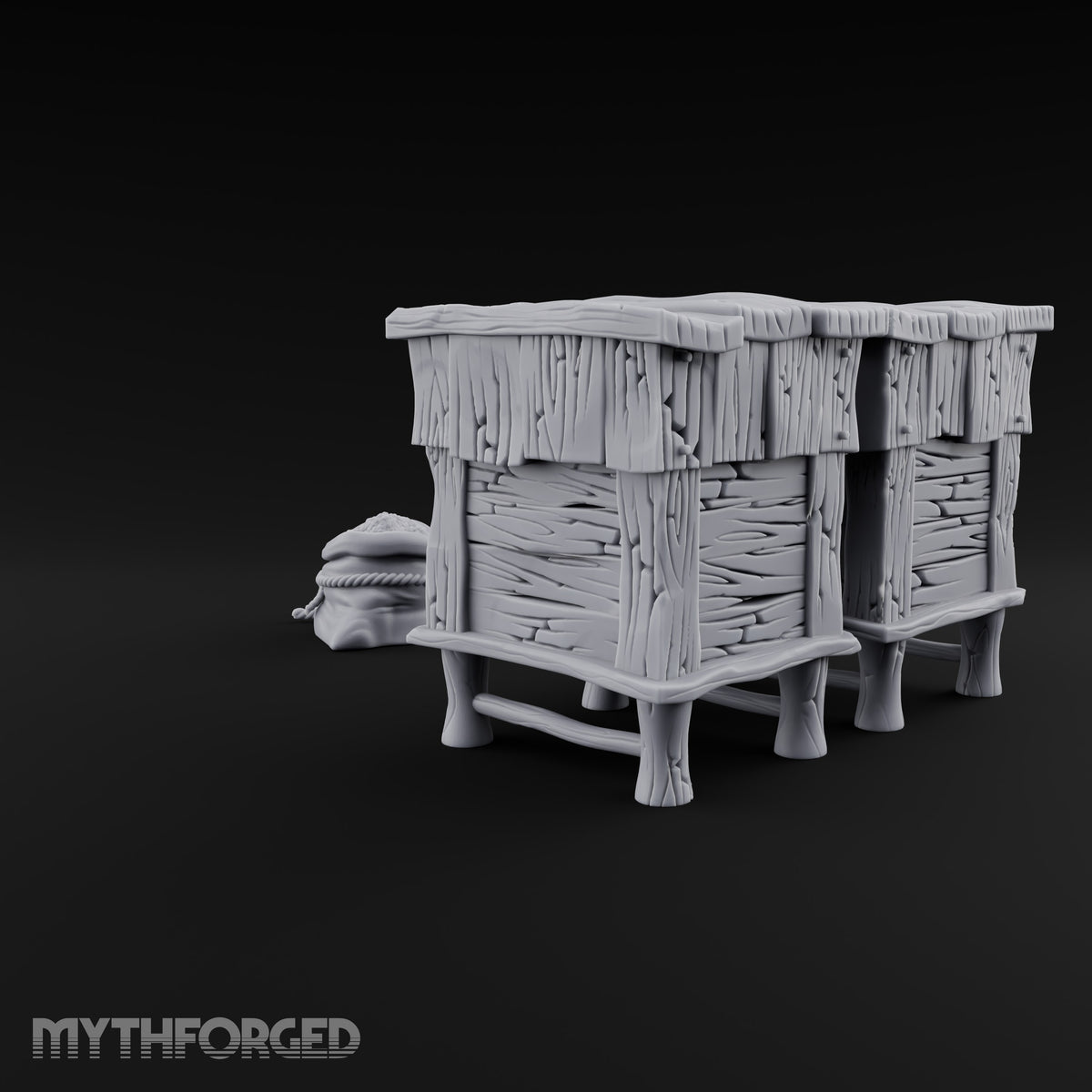 Bees Clocked Out, Flour Clocked In Wooden Beehives with Feed Sack