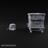 Bees Clocked Out, Flour Clocked In Wooden Beehives with Feed Sack