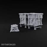 Bees Clocked Out, Flour Clocked In Wooden Beehives with Feed Sack