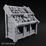Harvest Tiers, Sack Below Wooden Produce Display Rack