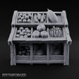 Harvest Tiers, Sack Below Wooden Produce Display Rack