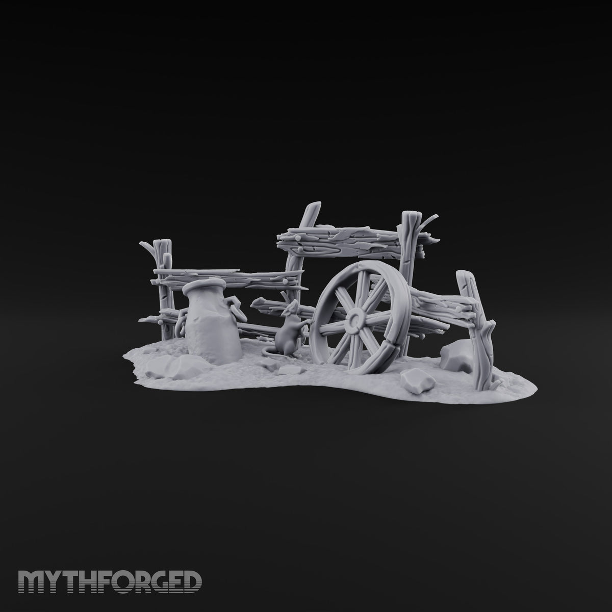 Milk Churn Mouse Broken Fence with Cartwheel