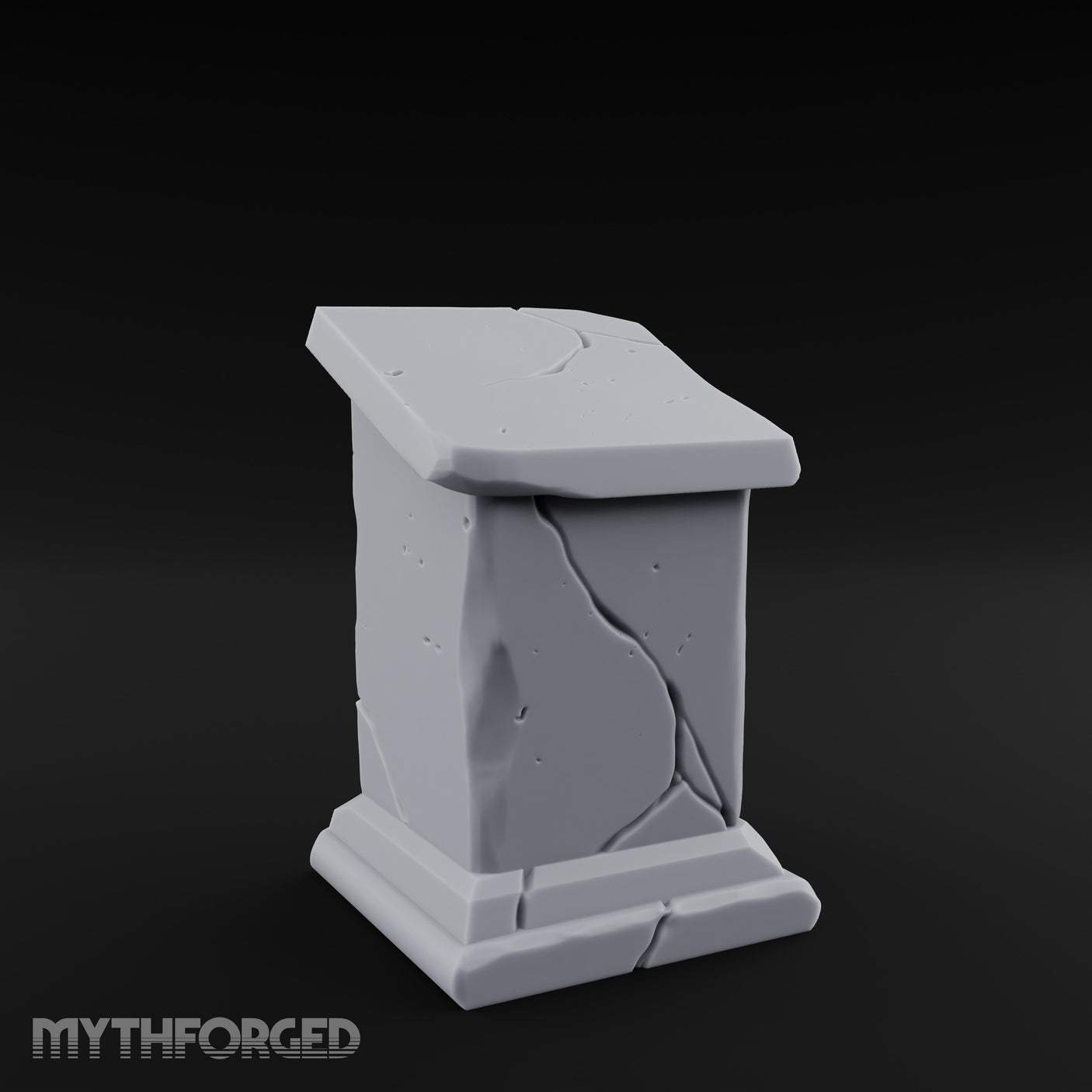 Fault-Split Base-Stepped Stone Lectern Book Rest Miniature for Dungeons and Dragons, Pathfinder or other TTRPGs