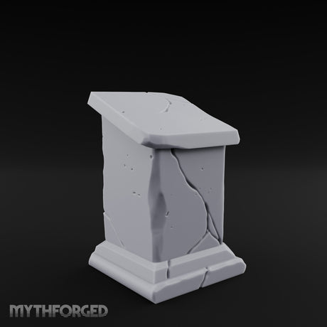 Fault-Split Base-Stepped Stone Lectern Book Rest Miniature for Dungeons and Dragons, Pathfinder or other TTRPGs