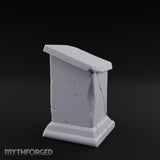 Fault-Split Base-Stepped Stone Lectern Book Rest Miniature for Dungeons and Dragons, Pathfinder or other TTRPGs