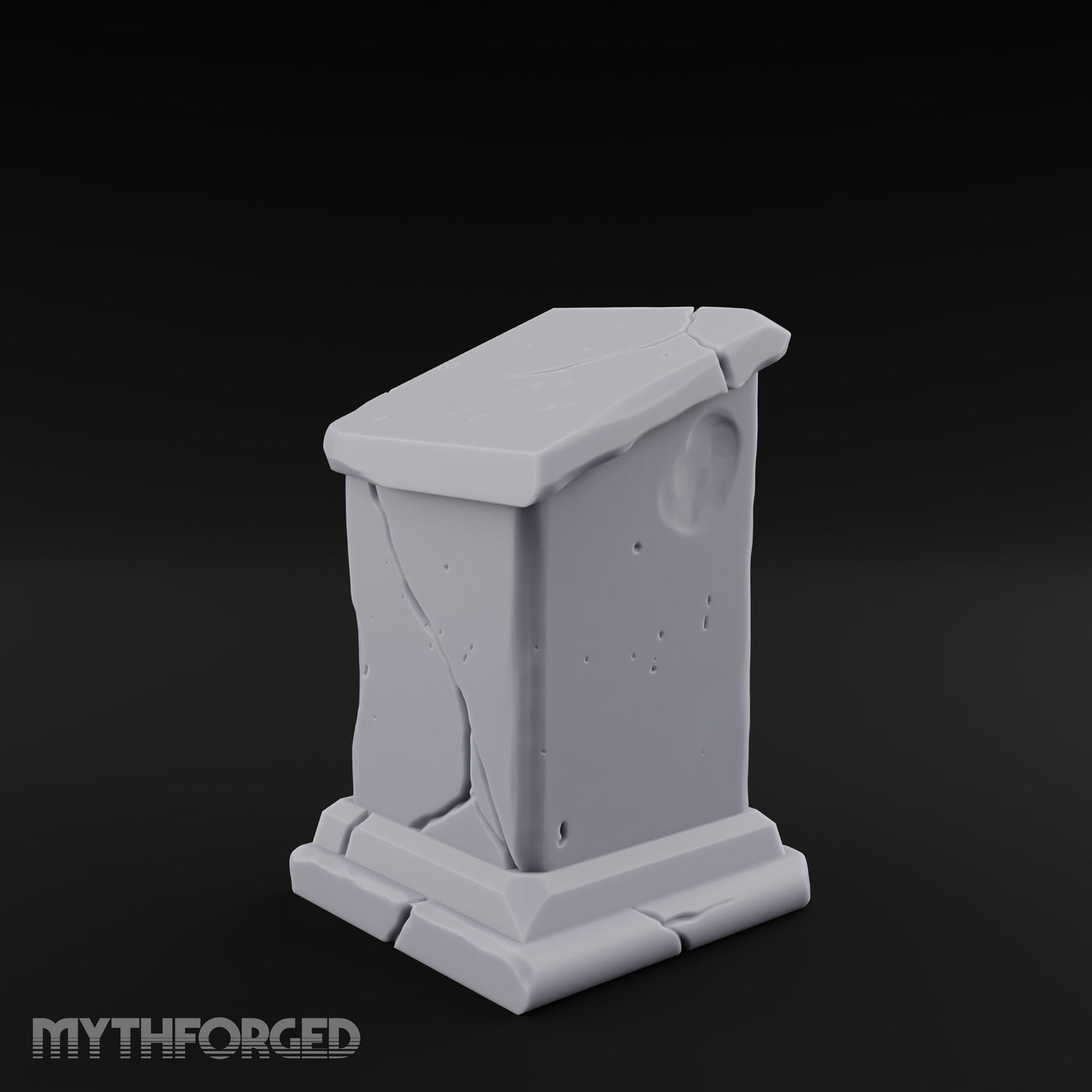 Fault-Split Base-Stepped Stone Lectern Book Rest Miniature for Dungeons and Dragons, Pathfinder or other TTRPGs