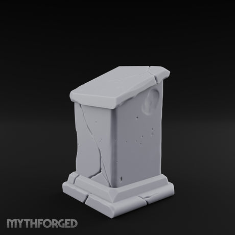 Fault-Split Base-Stepped Stone Lectern Book Rest Miniature for Dungeons and Dragons, Pathfinder or other TTRPGs