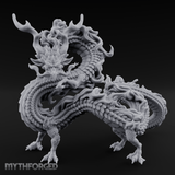 Coiling In Repose Lung Dragon Miniature for Dungeons and Dragons, Pathfinder or other TTRPGs