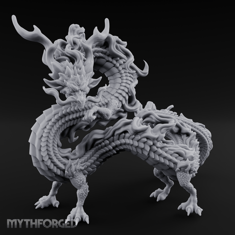 Coiling In Repose Lung Dragon Miniature for Dungeons and Dragons, Pathfinder or other TTRPGs