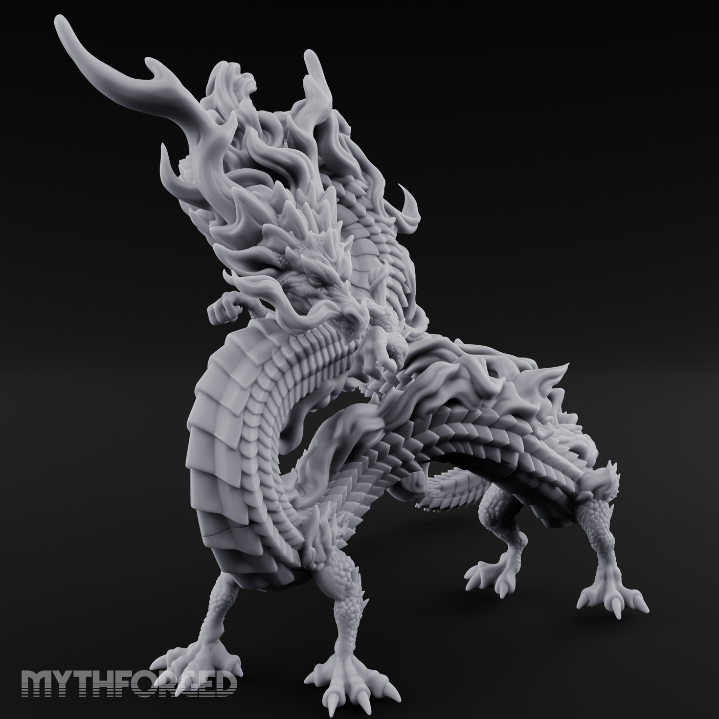 Coiling In Repose Lung Dragon Miniature for Dungeons and Dragons, Pathfinder or other TTRPGs