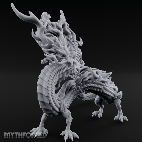 Coiling In Repose Lung Dragon Miniature for Dungeons and Dragons, Pathfinder or other TTRPGs