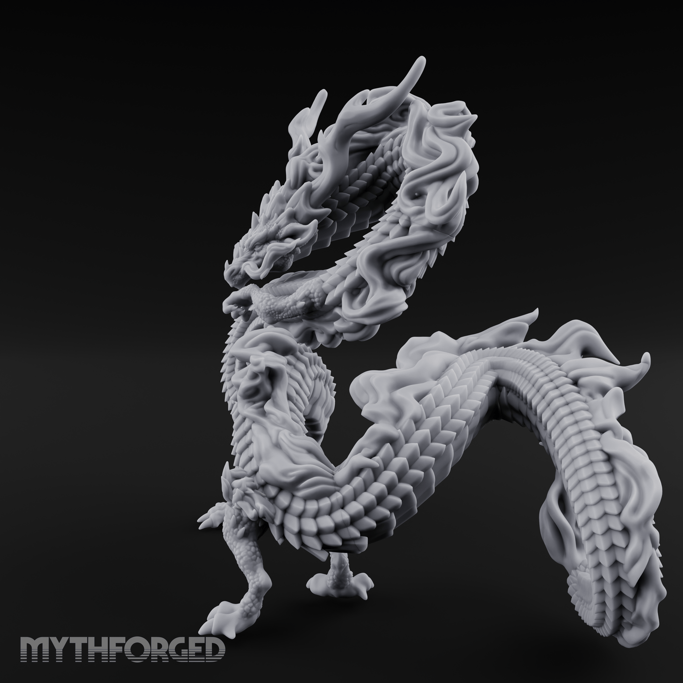 Coiling In Repose Lung Dragon Miniature for Dungeons and Dragons, Pathfinder or other TTRPGs