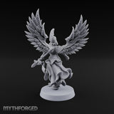 Dawn Lands Running Aasimar Female Paladin with Spear and Feathered Wings — Spear