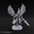 Dawn Lands Running Aasimar Female Paladin with Spear and Feathered Wings — Spear