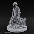 Fence Leaning Snarling Zombie Farmer Miniature for Dungeons and Dragons, Pathfinder or other TTRPGs