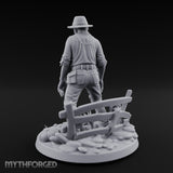 Fence Leaning Snarling Zombie Farmer Miniature for Dungeons and Dragons, Pathfinder or other TTRPGs