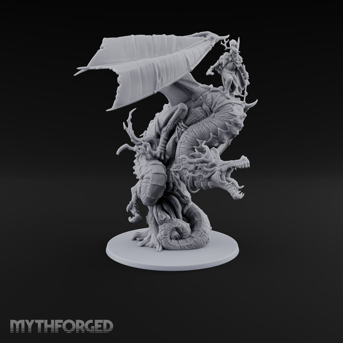 Swooping to Strike Elf Prince on Dragon Miniature for Dungeons and Dragons, Pathfinder or other TTRPGs