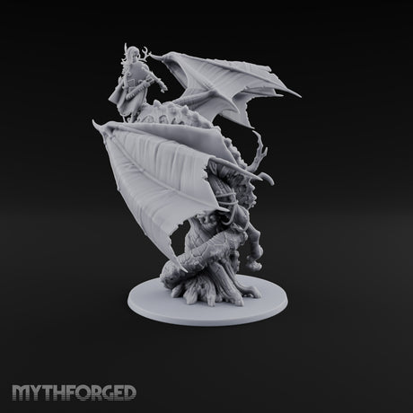Swooping to Strike Elf Prince on Dragon — Bow