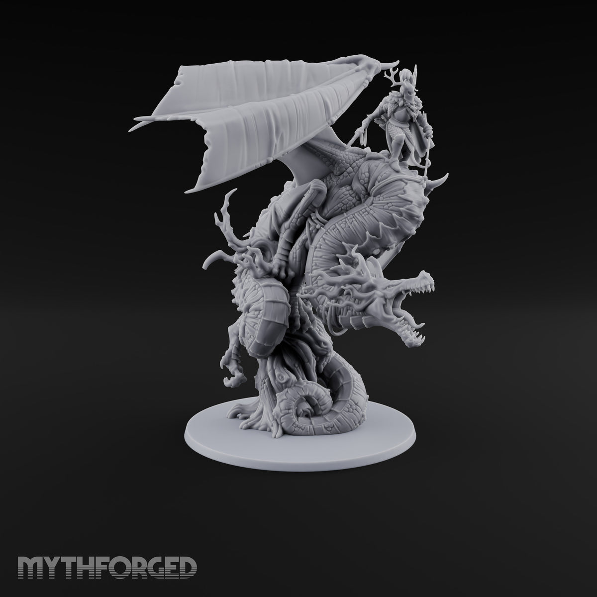 Swooping to Strike Elf Prince on Dragon Miniature for Dungeons and Dragons, Pathfinder or other TTRPGs