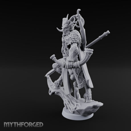 Drawing the Bow Faunus Hunter Miniature for Dungeons and Dragons, Pathfinder or other TTRPGs