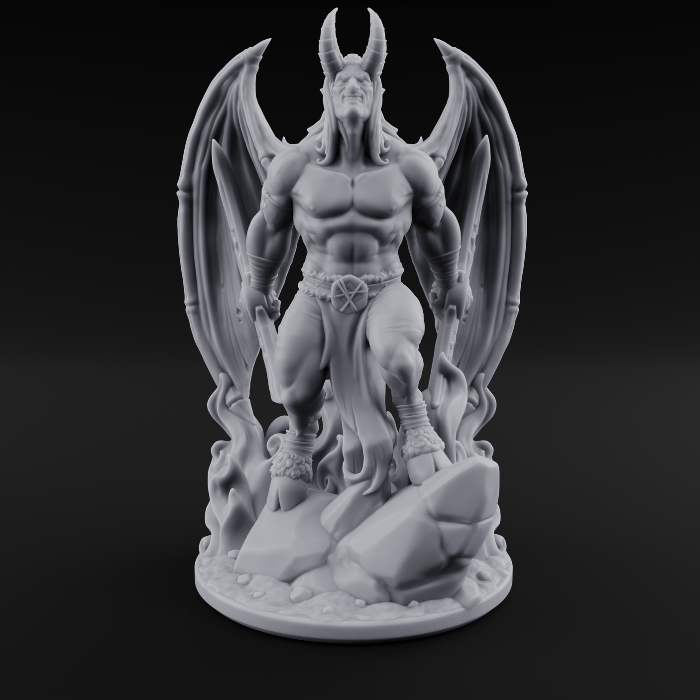 Striding Through Flames Demon Overlord Miniature for Dungeons and Dragons, Pathfinder or other TTRPGs