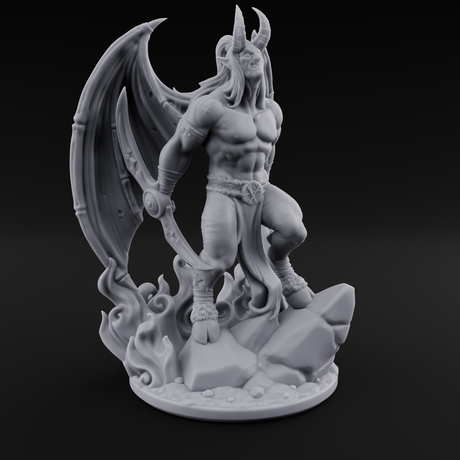 Striding Through Flames Demon Overlord Miniature for Dungeons and Dragons, Pathfinder or other TTRPGs