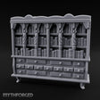 Figure-Columned Drawer-Banked Noble Library Bookcase Cabinet Miniature for Dungeons and Dragons, Pathfinder or other TTRPGs