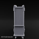 Figure-Columned Drawer-Banked Noble Library Bookcase Cabinet Miniature for Dungeons and Dragons, Pathfinder or other TTRPGs