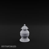 Filigree-Banded Ball-Knobbed Decorative Lidded Vase