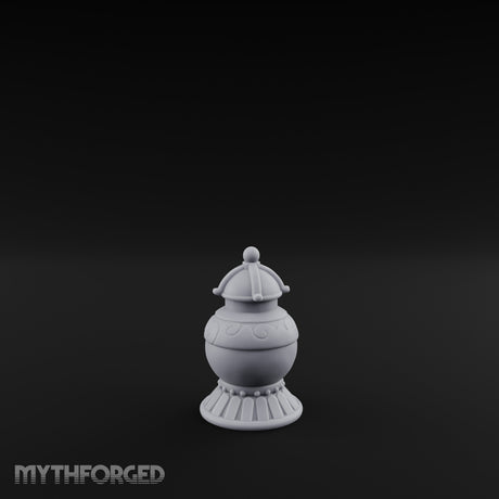 Filigree-Banded Ball-Knobbed Decorative Lidded Vase Miniature for Dungeons and Dragons, Pathfinder or other TTRPGs