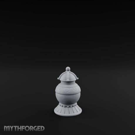 Filigree-Banded Ball-Knobbed Decorative Lidded Vase Miniature for Dungeons and Dragons, Pathfinder or other TTRPGs