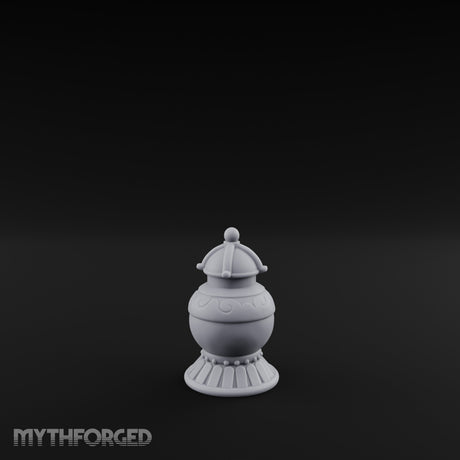 Filigree-Banded Ball-Knobbed Decorative Lidded Vase Miniature for Dungeons and Dragons, Pathfinder or other TTRPGs
