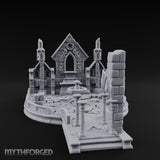 Filigree-Windowed Courtyard-Centered Gothic Chapel Courtyard Ruins Miniature for Dungeons and Dragons, Pathfinder or other TTRPGs
