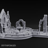 Filigree-Windowed Courtyard-Centered Gothic Chapel Courtyard Ruins Miniature for Dungeons and Dragons, Pathfinder or other TTRPGs