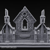 Filigree-Windowed Courtyard-Centered Gothic Chapel Courtyard Ruins Miniature for Dungeons and Dragons, Pathfinder or other TTRPGs