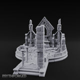 Filigree-Windowed Courtyard-Centered Gothic Chapel Courtyard Ruins Miniature for Dungeons and Dragons, Pathfinder or other TTRPGs