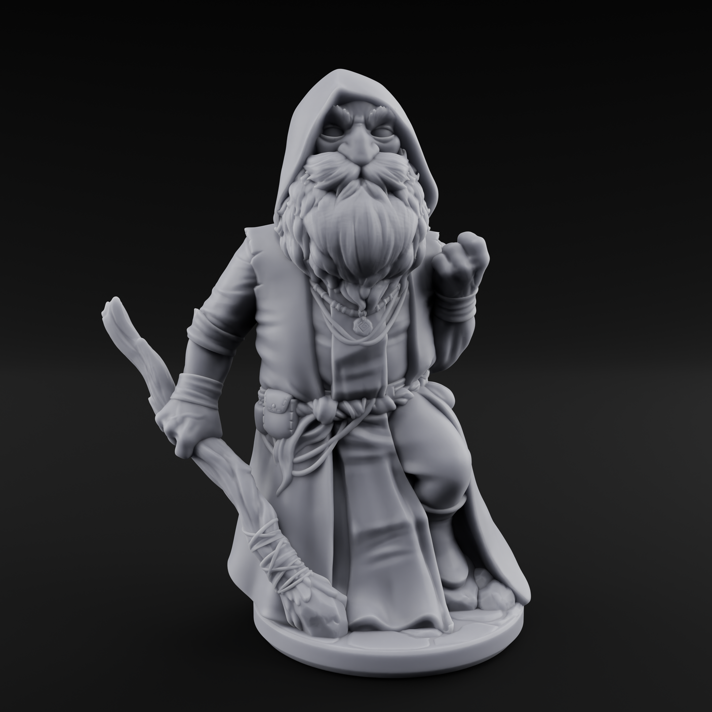 Fist Clenching Gnome Mage Miniature for Dungeons and Dragons, Pathfinder or other TTRPGs