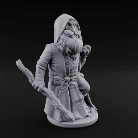 Fist Clenching Gnome Mage Miniature for Dungeons and Dragons, Pathfinder or other TTRPGs