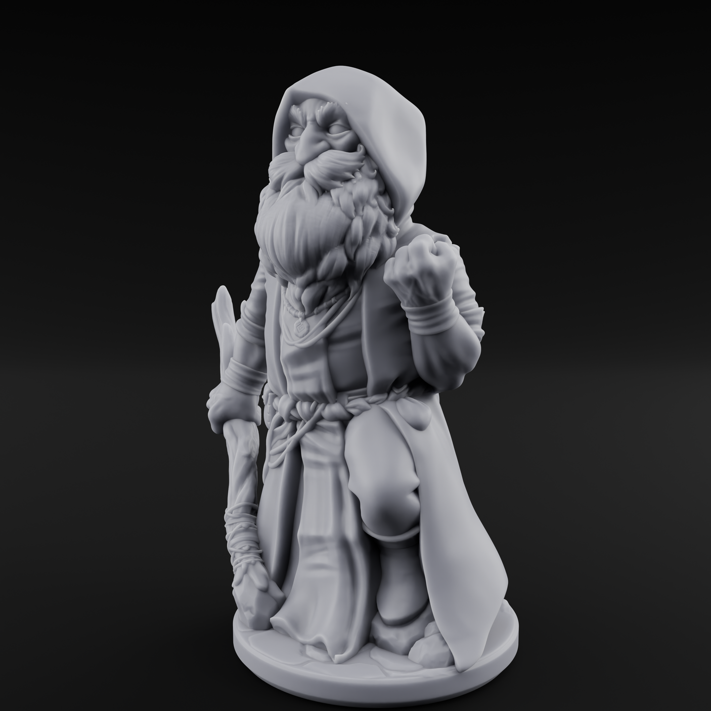 Fist Clenching Gnome Mage Miniature for Dungeons and Dragons, Pathfinder or other TTRPGs