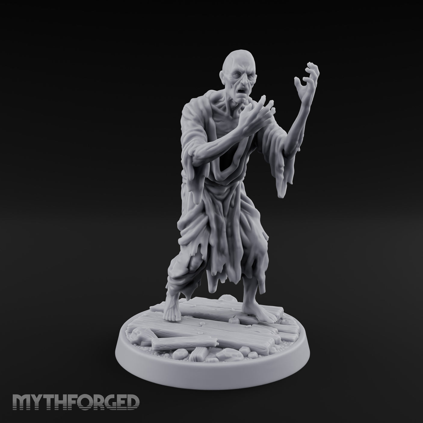 Finger Curling Robe Rotting Zombie Pilgrim Miniature for Dungeons and Dragons, Pathfinder or other TTRPGs
