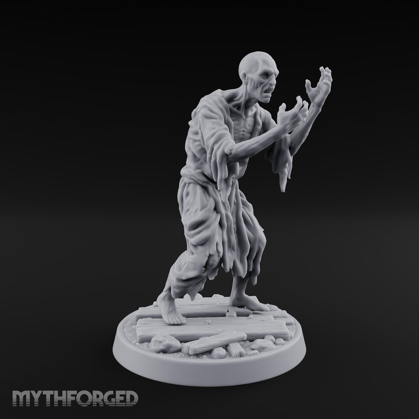 Finger Curling Robe Rotting Zombie Pilgrim Miniature for Dungeons and Dragons, Pathfinder or other TTRPGs