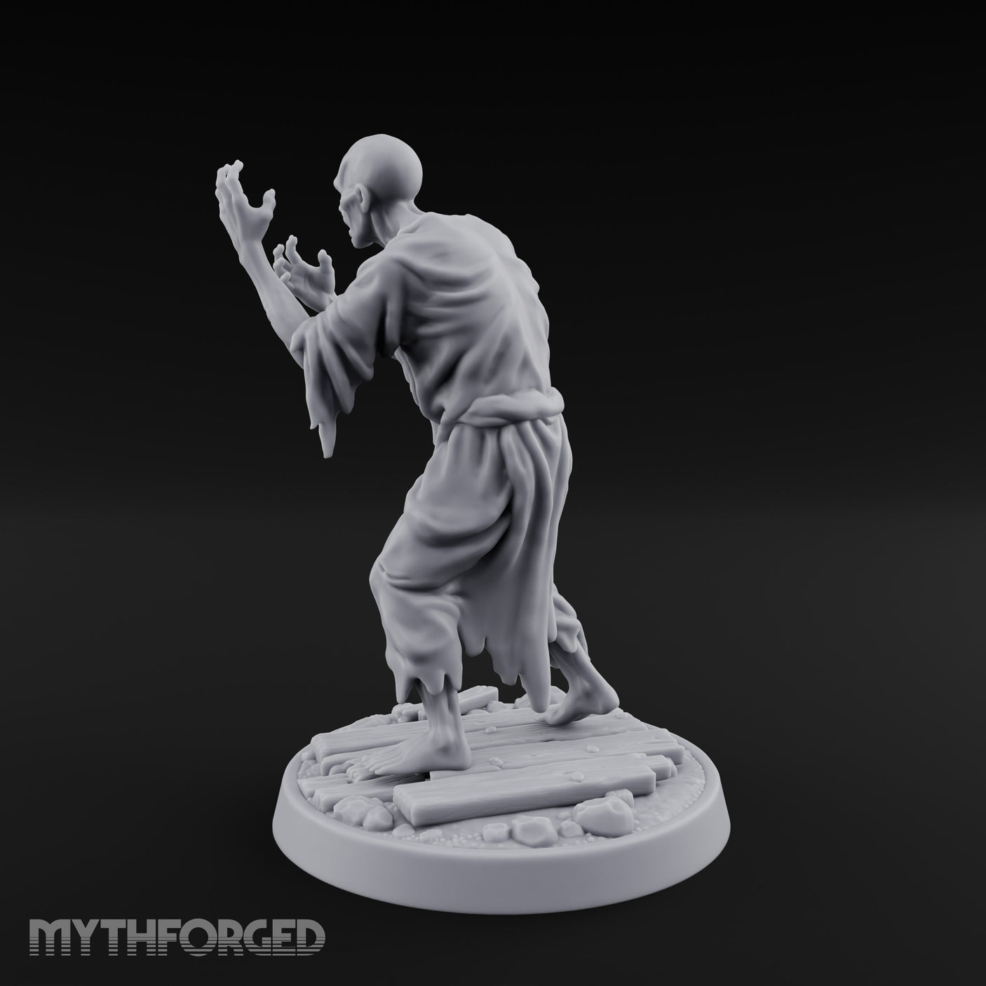 Finger Curling Robe Rotting Zombie Pilgrim Miniature for Dungeons and Dragons, Pathfinder or other TTRPGs