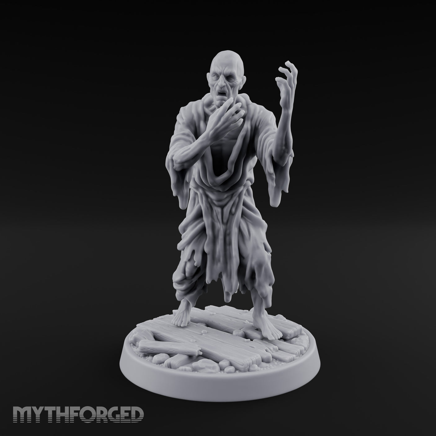 Finger Curling Robe Rotting Zombie Pilgrim Miniature for Dungeons and Dragons, Pathfinder or other TTRPGs