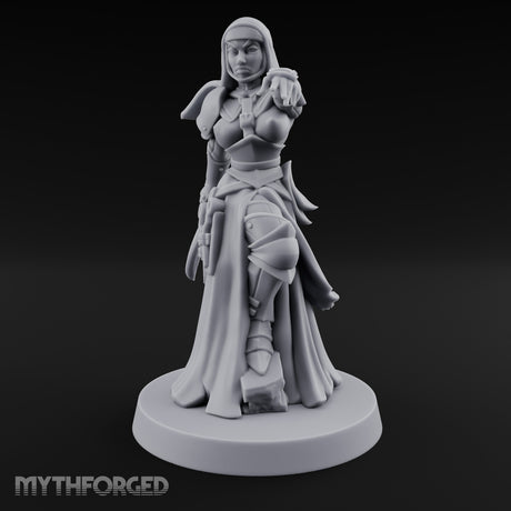 Finger Pointing Striding Human Medic Nun Miniature for Dungeons and Dragons, Pathfinder or other TTRPGs