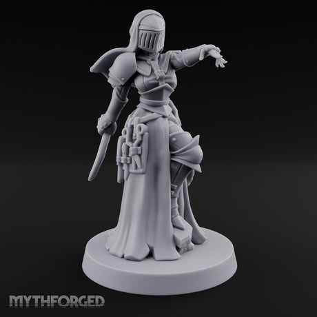 Finger Pointing Striding Human Medic Nun Miniature for Dungeons and Dragons, Pathfinder or other TTRPGs