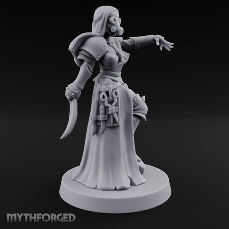Finger Pointing Striding Human Medic Nun Miniature for Dungeons and Dragons, Pathfinder or other TTRPGs
