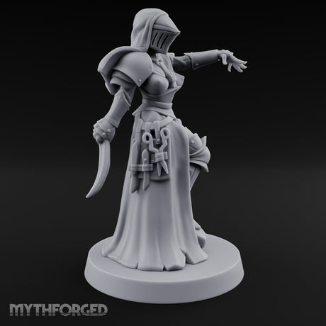 Finger Pointing Striding Human Medic Nun Miniature for Dungeons and Dragons, Pathfinder or other TTRPGs