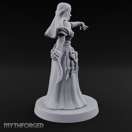 Finger Pointing Striding Human Medic Nun Miniature for Dungeons and Dragons, Pathfinder or other TTRPGs