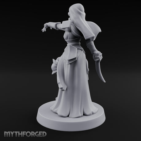 Finger Pointing Striding Human Medic Nun Miniature for Dungeons and Dragons, Pathfinder or other TTRPGs